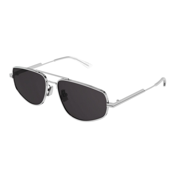 Bottega Veneta Pilot Sunglasses in Silver & Grey main image 4